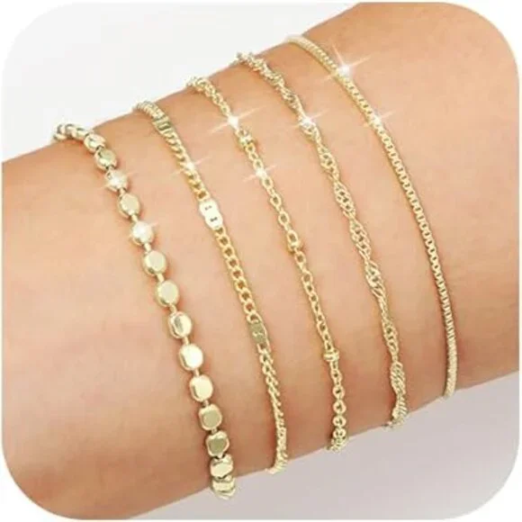 4 Women's 14K Gold Plated Bracelets Set Stunning Brand New !! - Picture 2 of 3